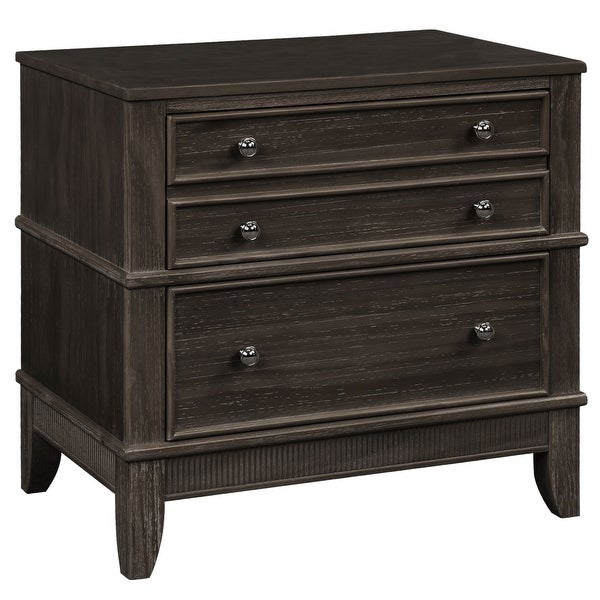 3 Drawer Nightstand， Coffee