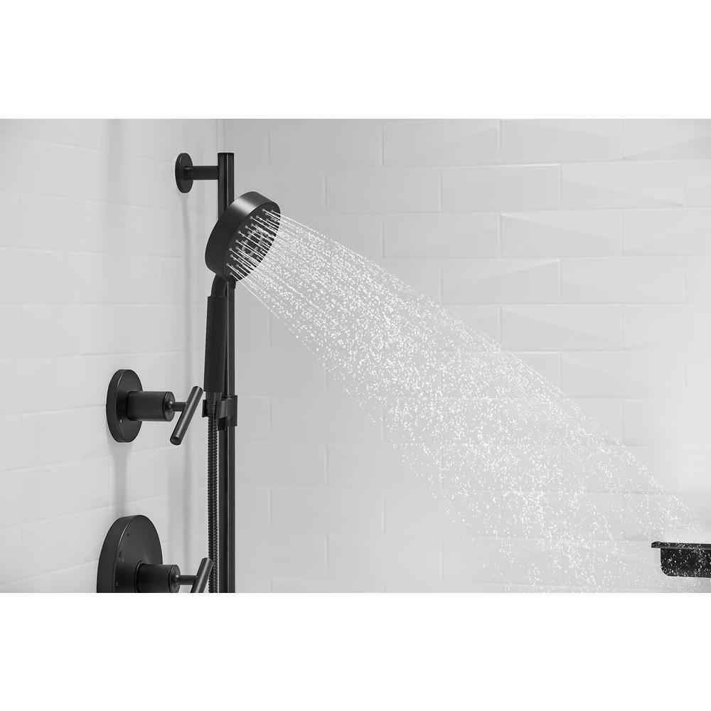 KOHLER Purist 3-Spray Wall Mount Handheld Shower Head 1.75 GPM in Matte Black K-22166-G-BL