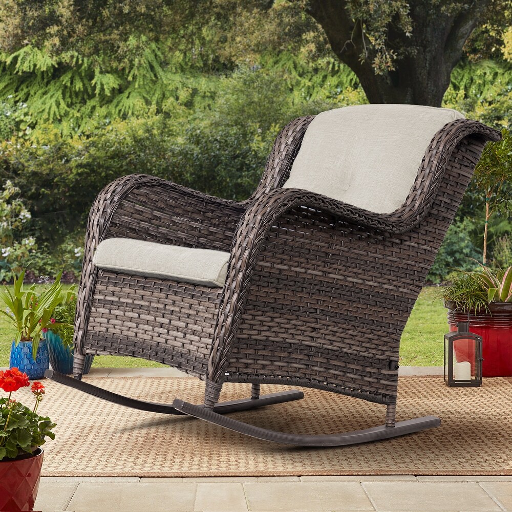 Cozywor Outdoor Wicker Rattan Swivel Rocking Chair