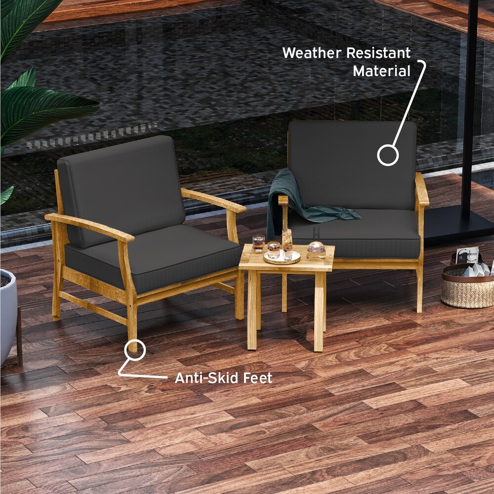 Nestl 3 Piece Acacia Wood Small Patio Furniture Set   Outdoor Patio Bistro Set with Patio Chairs