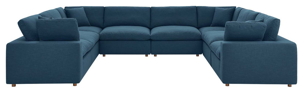 Modway Commix 8 Piece Fabric Down Filled Sectional Sofa Set in Azure   Transitional   Sectional Sofas   by Homesquare  Houzz