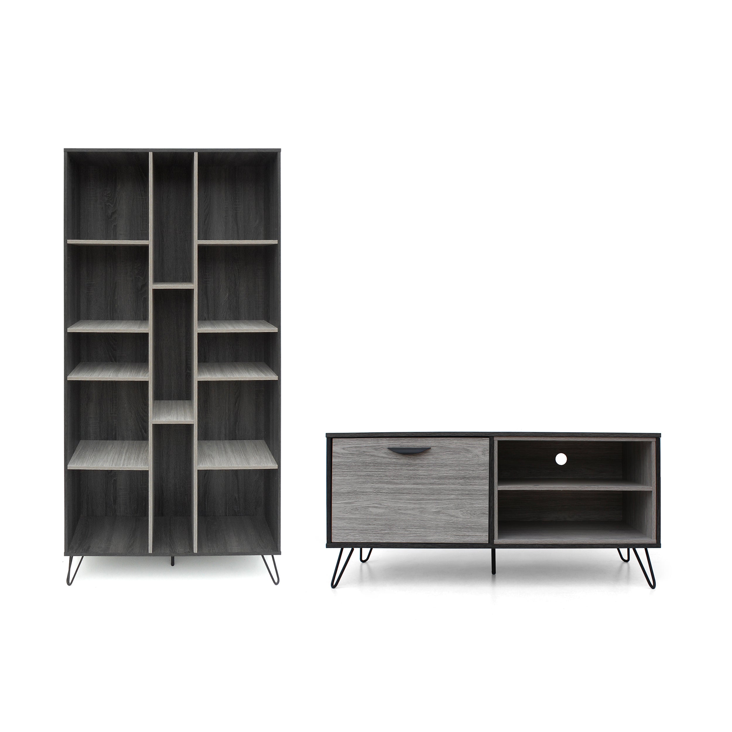 Kavala Mid Century 2 Piece TV Stand & Bookcase Set