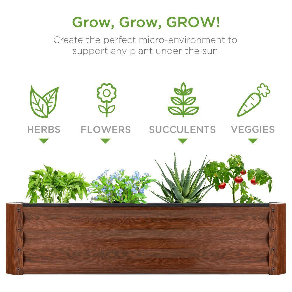 Best Choice Products 6 ft. x 3 ft. x 1 ft. Wood Grain Outdoor Steel Raised Garden Bed for Vegetables Flowers Herbs Plants SKY6635