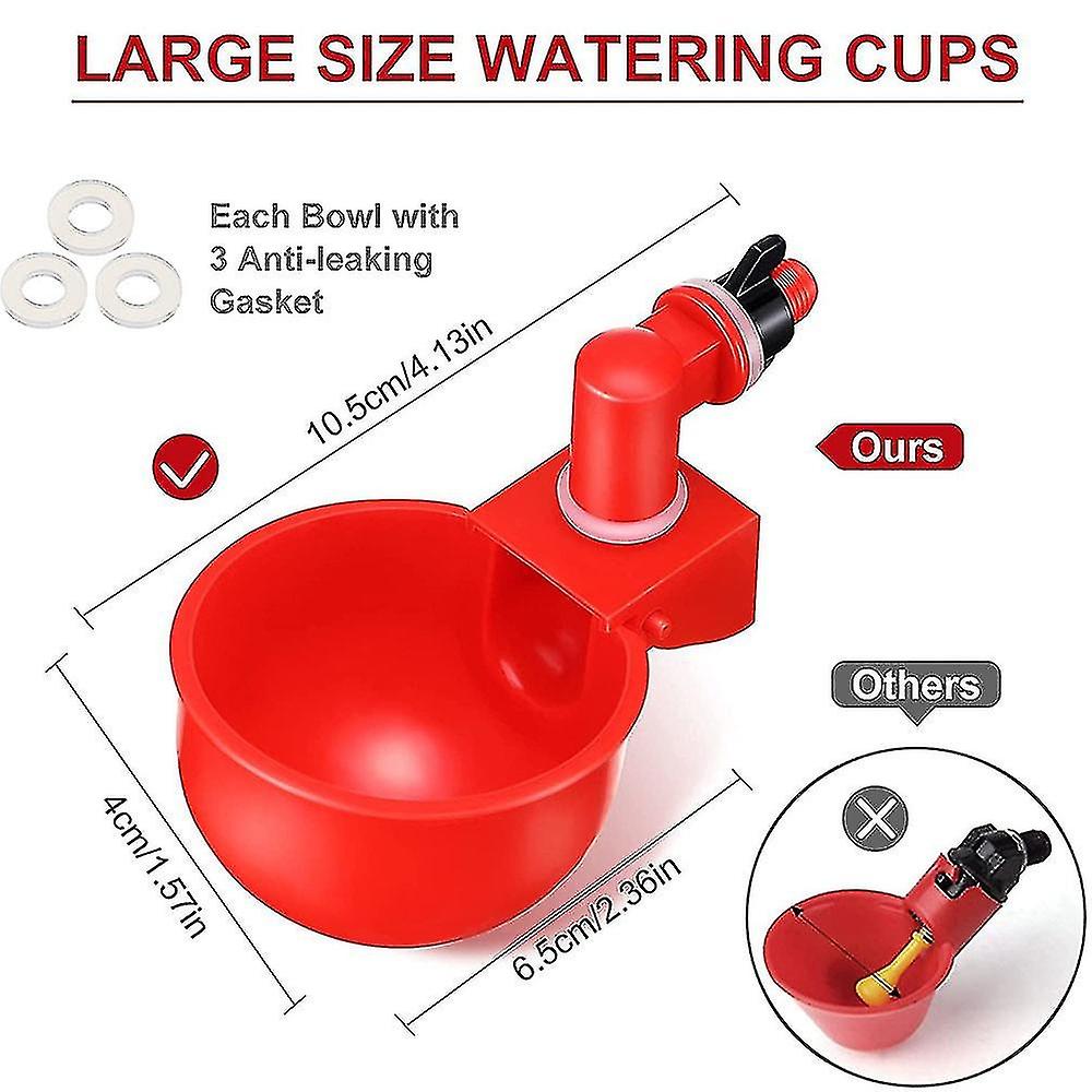 6 Chicken Water Cups， Chicken Watering Cup， Chicken Water Feeder， Thread Automatic Filling Waterer P