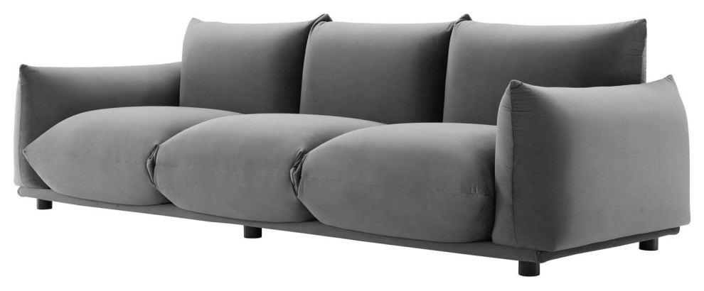 Sofa  Velvet  Brown  Modern  Living Lounge Room Hotel Lobby Hospitality   Contemporary   Sofas   by House Bound  Houzz