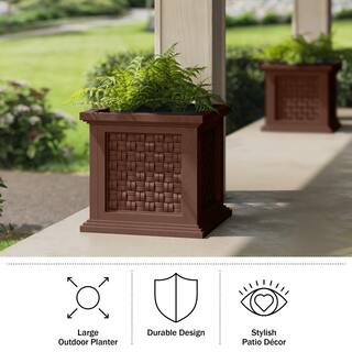 Pure Garden 14.65 in. Faux Rattan Planter Box Brown 50-LG1470