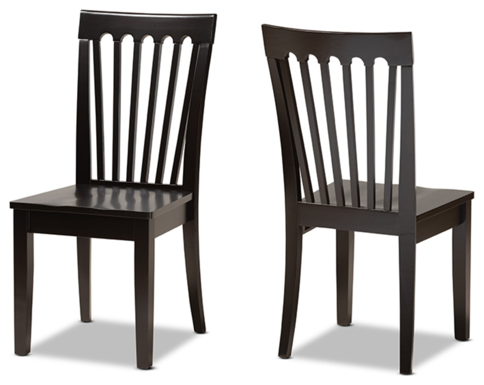 Minette Dark Brown Finished Wood 2 Piece Dining Chair Set   Transitional   Dining Chairs   by GwG Outlet  Houzz