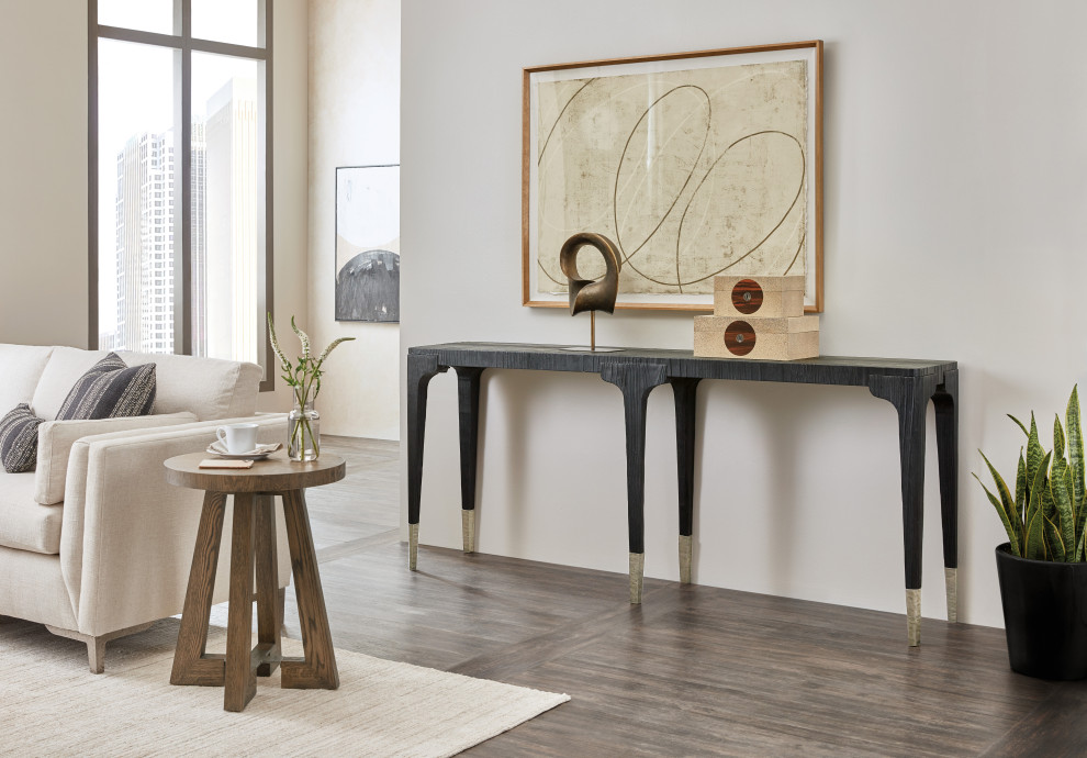 Hooker Furniture Chapman Veneers and Metal Shou Sugi Ban Console Table in Black   Transitional   Console Tables   by Hooker Furniture  Houzz