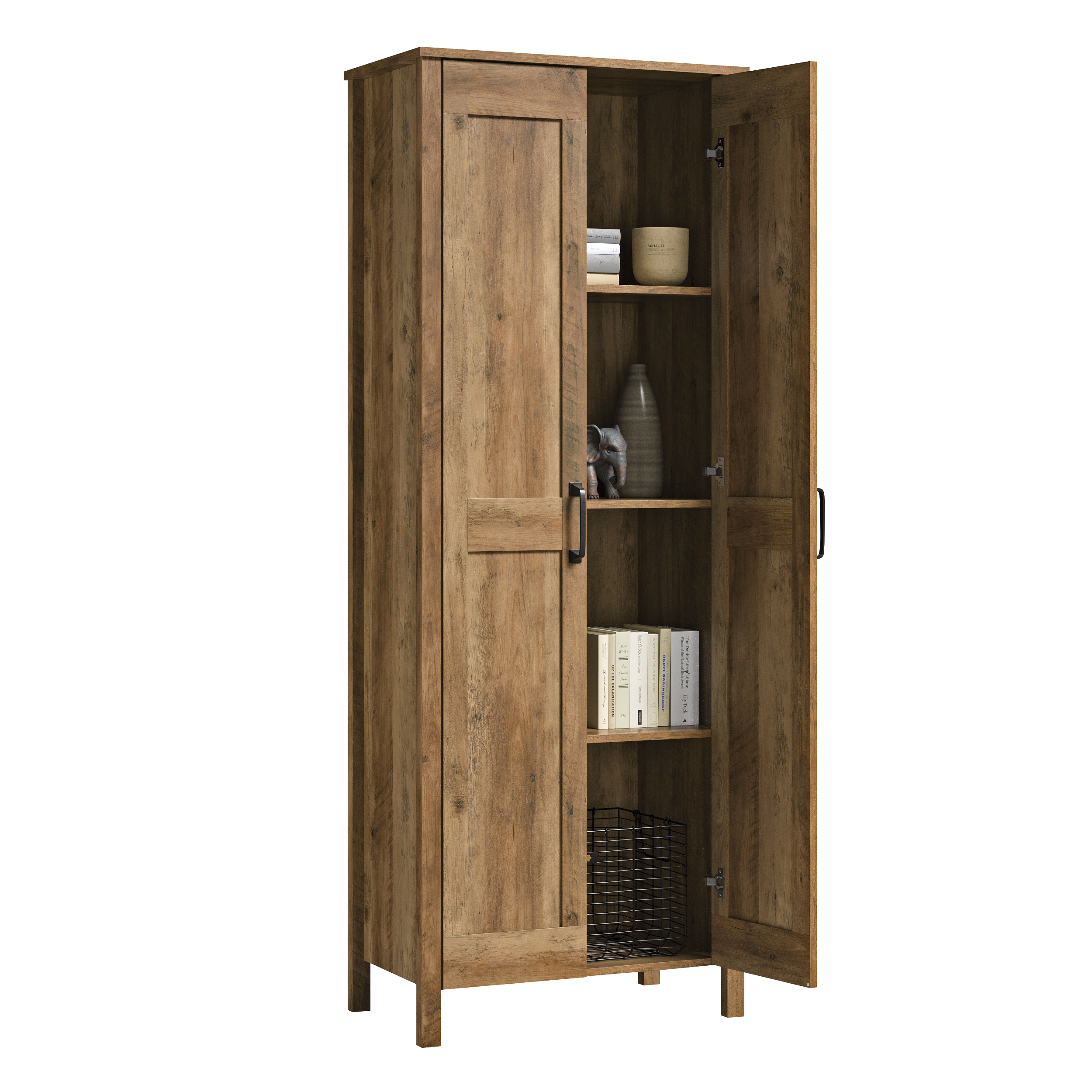 Sauder Two-Door Storage Cabinet， Rural Pine Finish