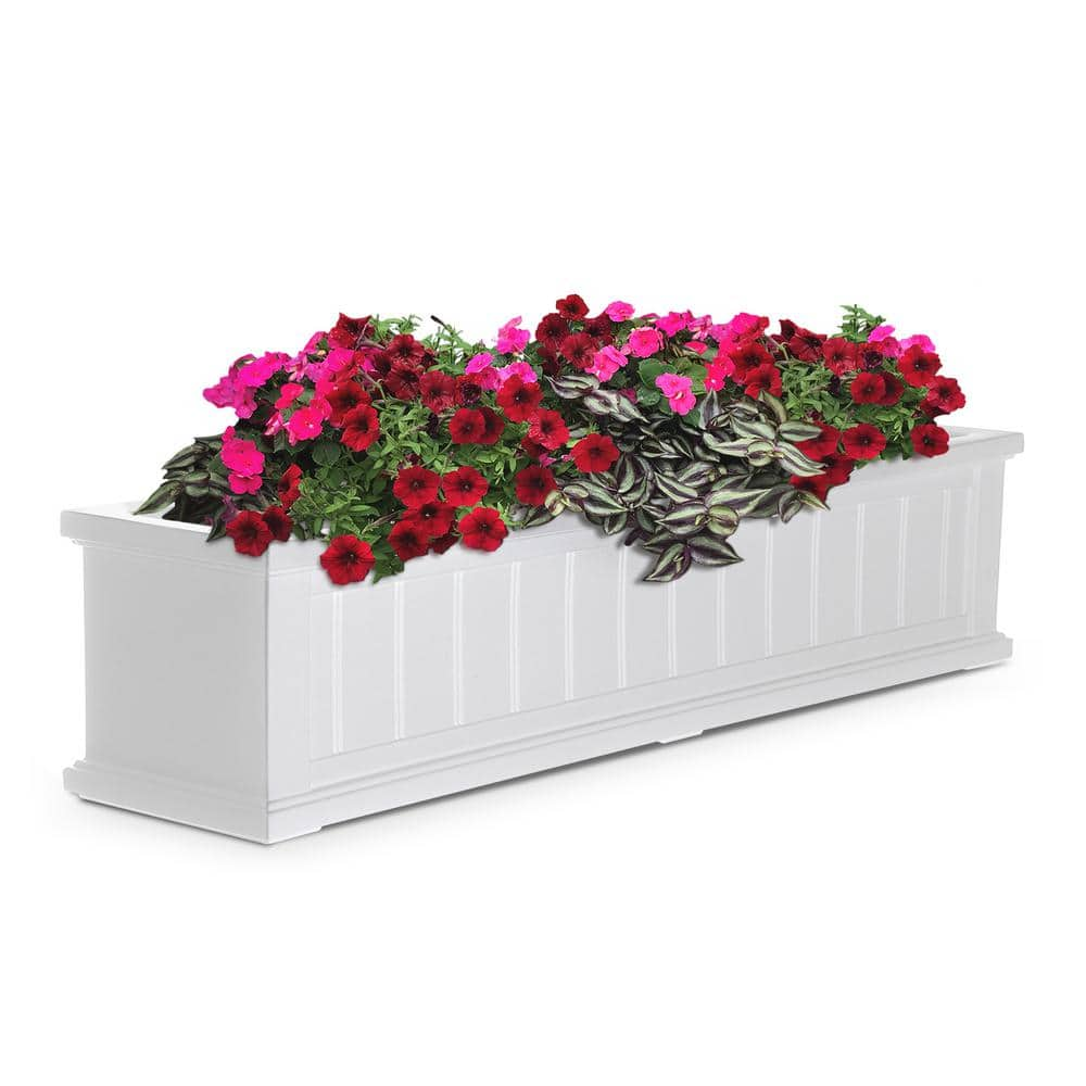 Mayne Cape Cod 48 in. x 11 in. Self-Watering White Polyethylene Window Box 4841-W