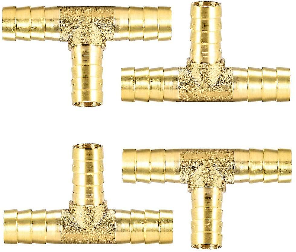 4 Pieces 10mm 3 Way Brass Connector Hose Extension Connector Garden Hose Connector Compressed Air Hose Connector Fuel Hose Connector T-piece