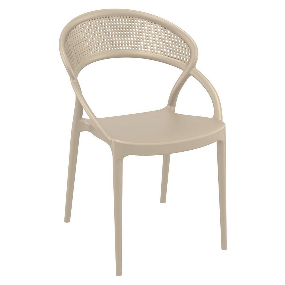 32.25 Taupe Mesh Outdoor Patio Round Dining Chair