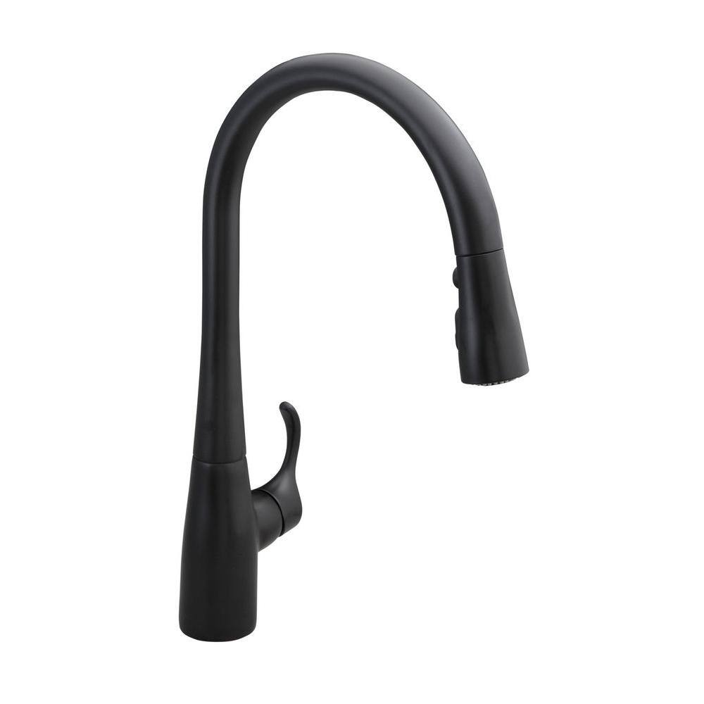 KOHLER Simplice Single-Handle Pull-Down Sprayer Kitchen Faucet in Matte Black K-597-BL