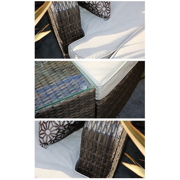 4-piece Patio Wicker Daybed Set with Side Table - Overstock - 19209038