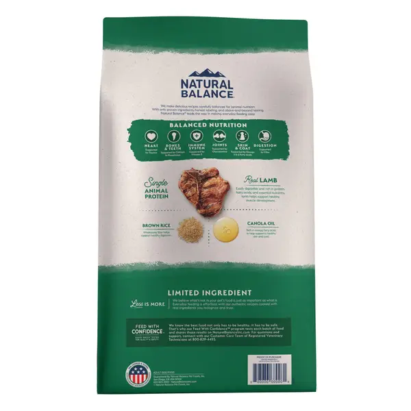 Natural Balance 24 lb  Limited Ingredient Diets Lamb Meal and Brown Rice Formula Dry Dog Food