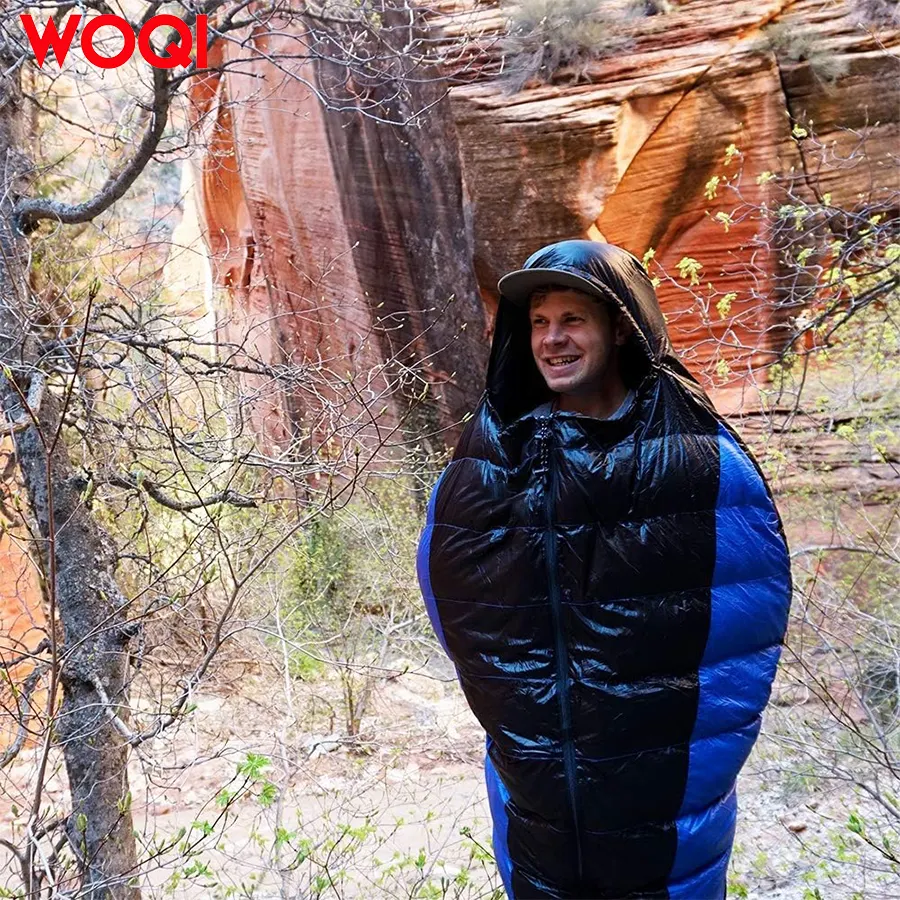 WOQI Outdoor Ultralight Backpack Mummy Down Sleeping Bag  Suitable for Hiking and Camping