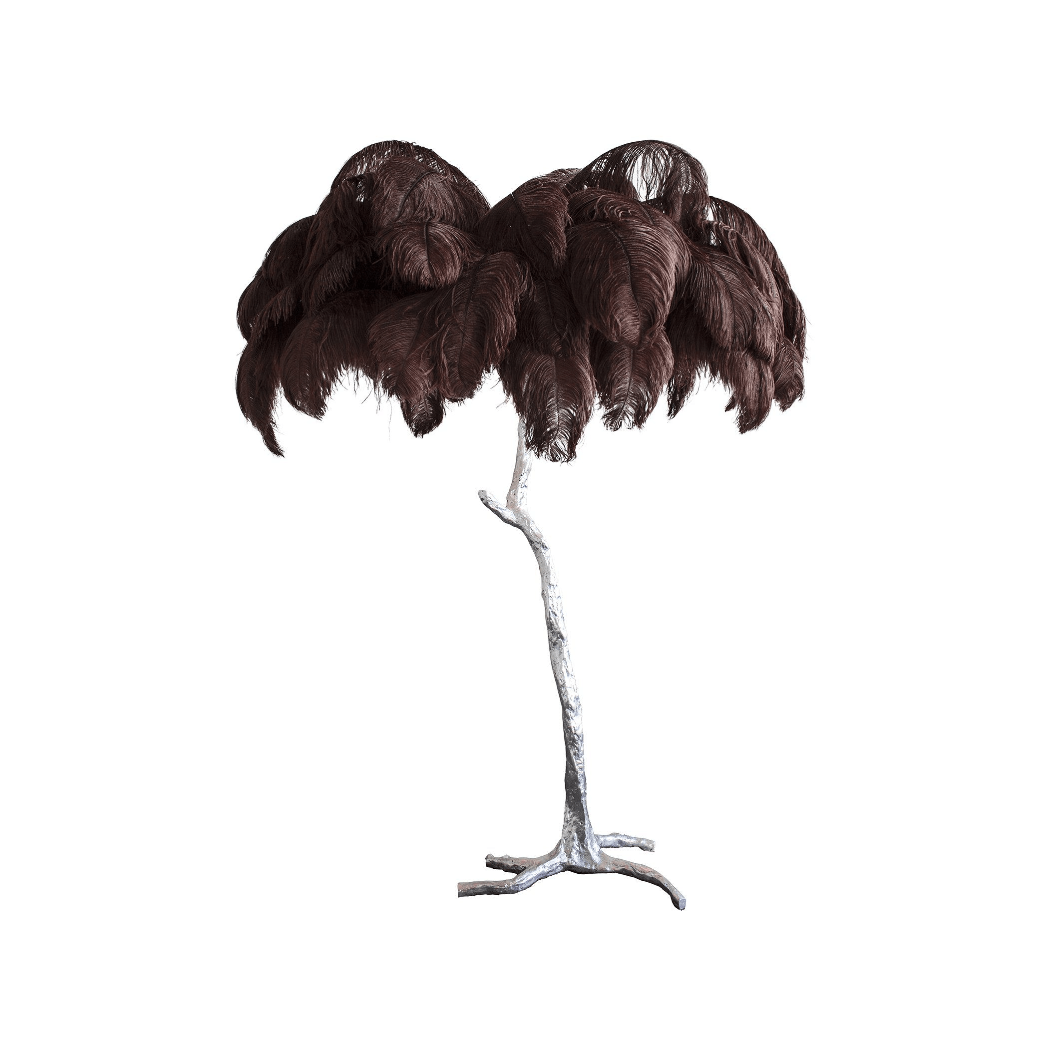 Ostrich Feather Brass Floor Lamp