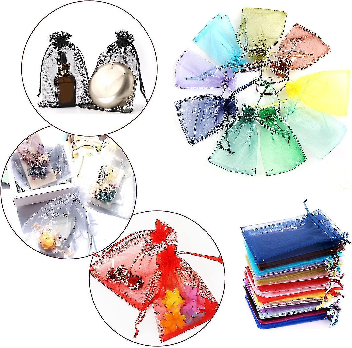 Pack Of 100 Color Organza Sachets， 9 X 12 Cm， Organza Gift Pouch， Jewelry Pouch， Wedding Sachets， La