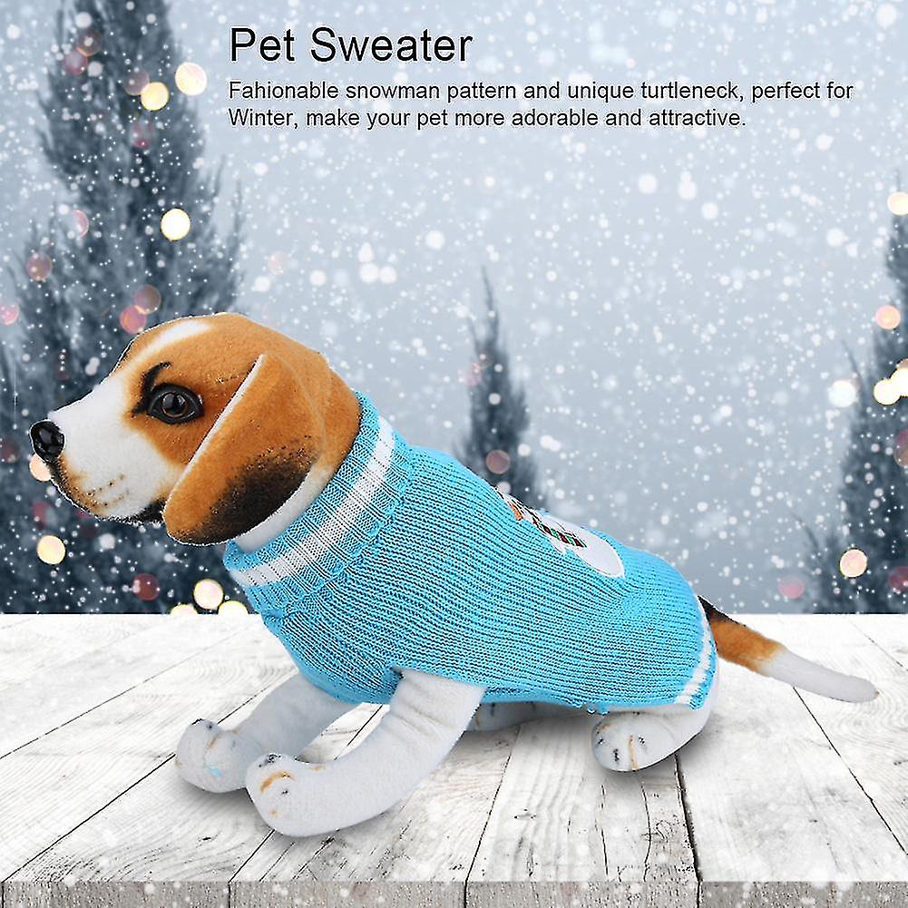 1Pc Pet Winter Warm Clothes Christmas Blue Snowman Sweater for Large Dogs(XS)