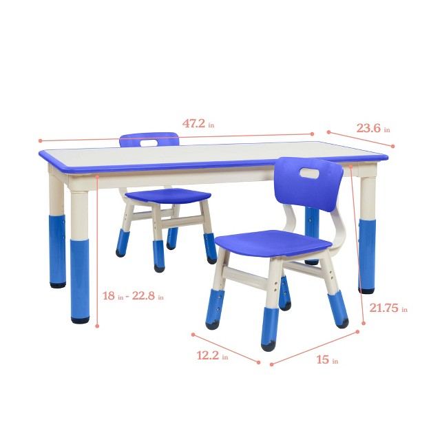 Ecr4kids Rectangle Dry erase Activity Table With 2 Adjustable Chairs 3 piece