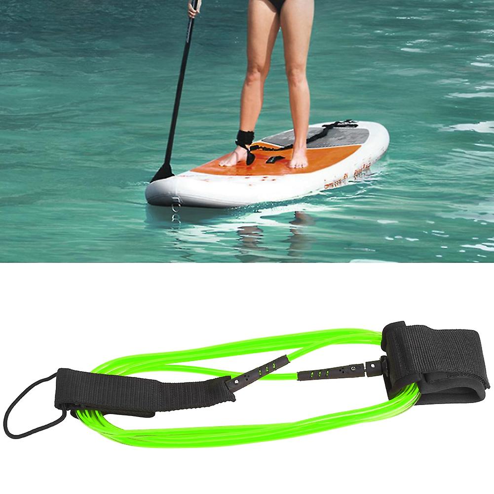 Tpu Adjustable Water Sports Foot Rope Surfing Paddle Board Ankle Spring Traction Strapwhiteandamp;green