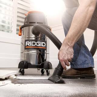 RIDGID 6 Gal. 4.25-Peak HP Stainless Steel WetDry Shop Vacuum with Filter Hose Accessories and Car Cleaning Attachment Kit WD6425B