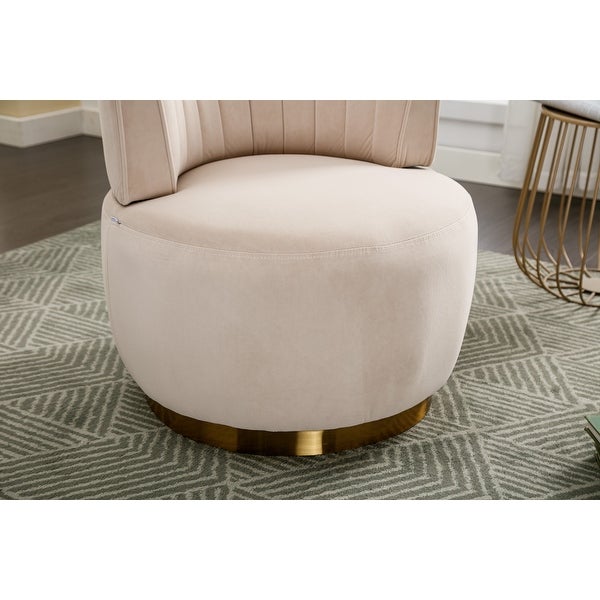 360 Degree Swivel Barrel Accent Chair， Round Backrest Chair， Fluffy Velvet Fabric Lazy Sofa Single Sofa Chair