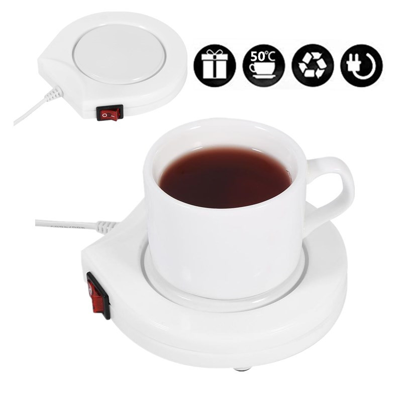 FAGINEY 110V White Electric Powered Cup Warmer Heater Pad Coffee Tea Milk Mug US Plug