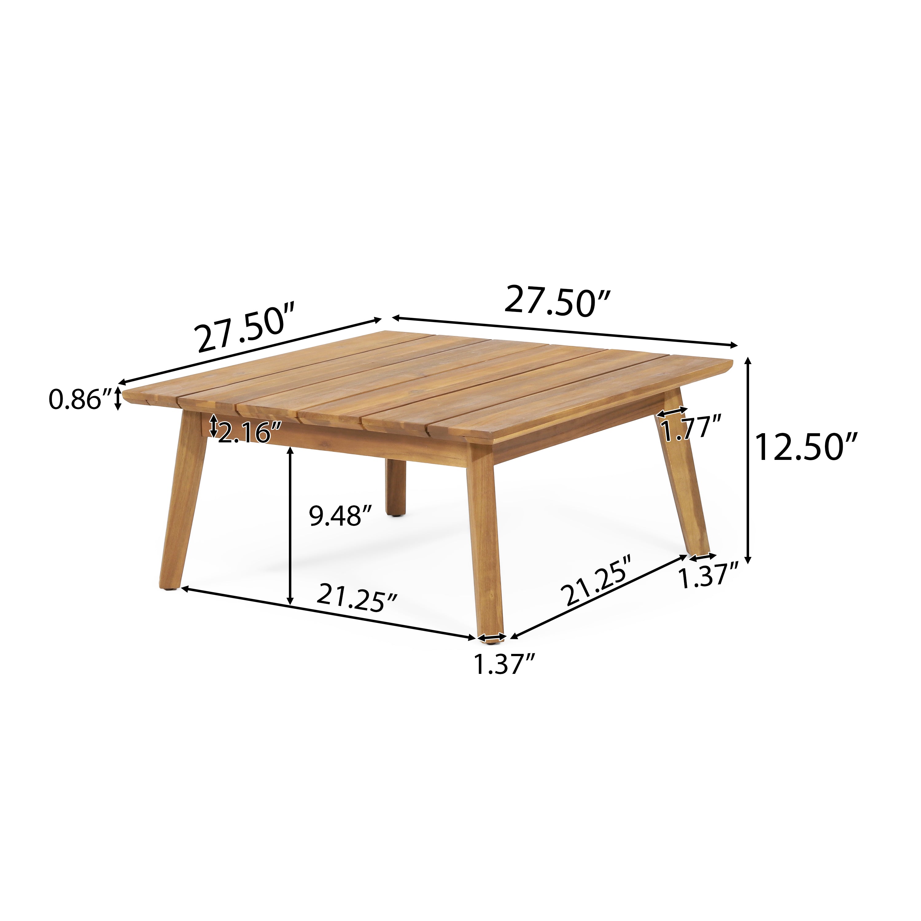 The Crowne Collection Outdoor Acacia Wood Coffee Table, Teak