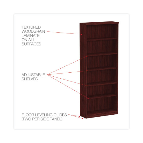 Alera Valencia Series Bookcase， Six-Shelf， 31.75w x 14d x 80.25h， Mahogany (VA638232MY)