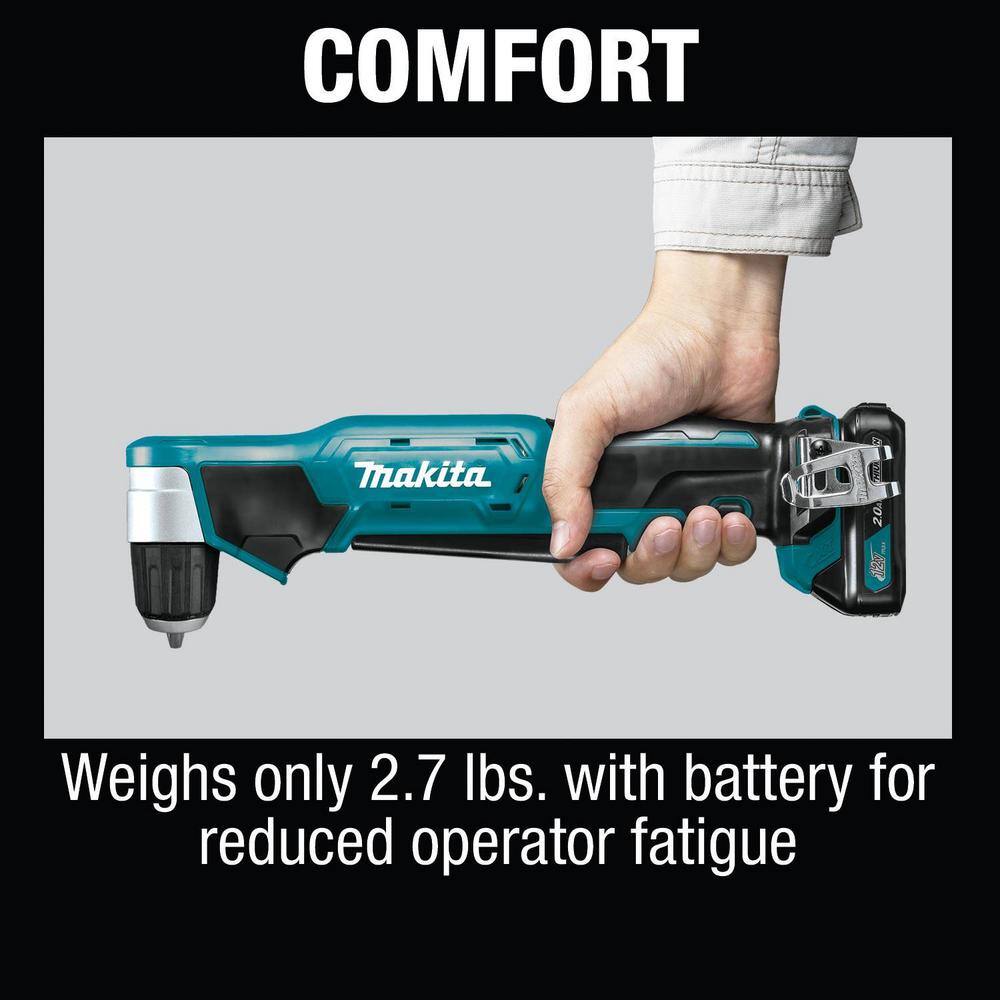 Makita 12V max CXT Lithium-Ion Cordless 38 in. Right Angle Drill Kit (2.0 Ah) AD04R1