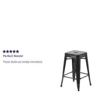 Flash Furniture 24 in. Black Metal Bar Stool CH3132024BK