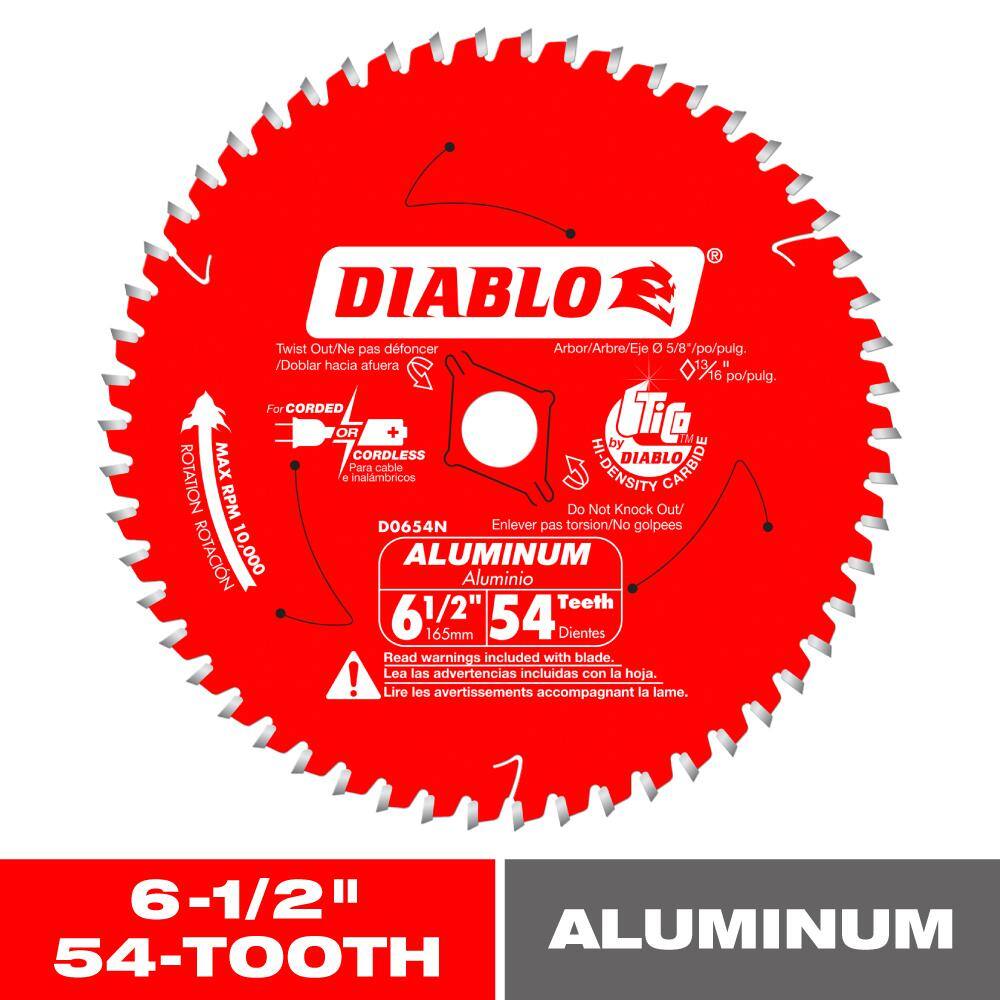 DIABLO 6-12 in. x 54-Tooth Aluminum Cutting Circular Saw Blade D0654NR