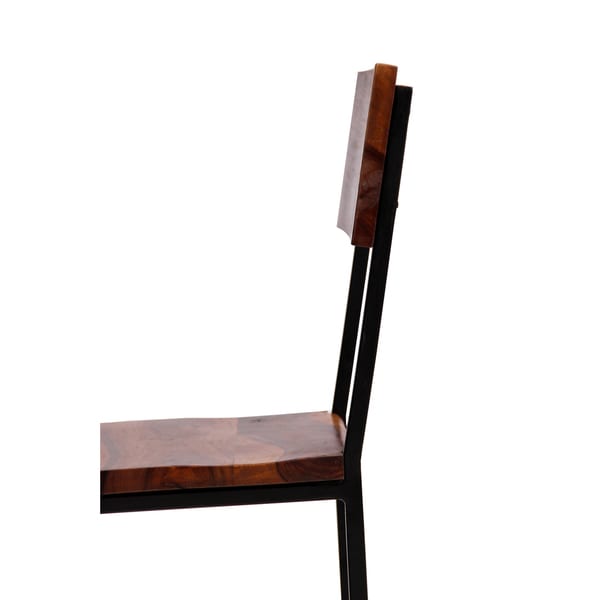 Handmade Seesham Wood and Metal Chair， Set of 2 (India)