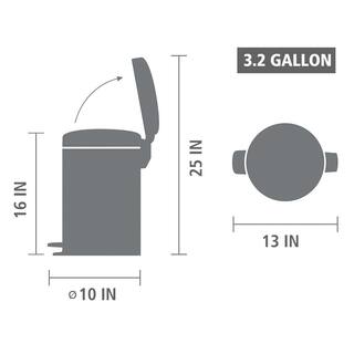 Brabantia NewIcon 3.2 Gal. Champagne Steel Step-On Trash Can 304446