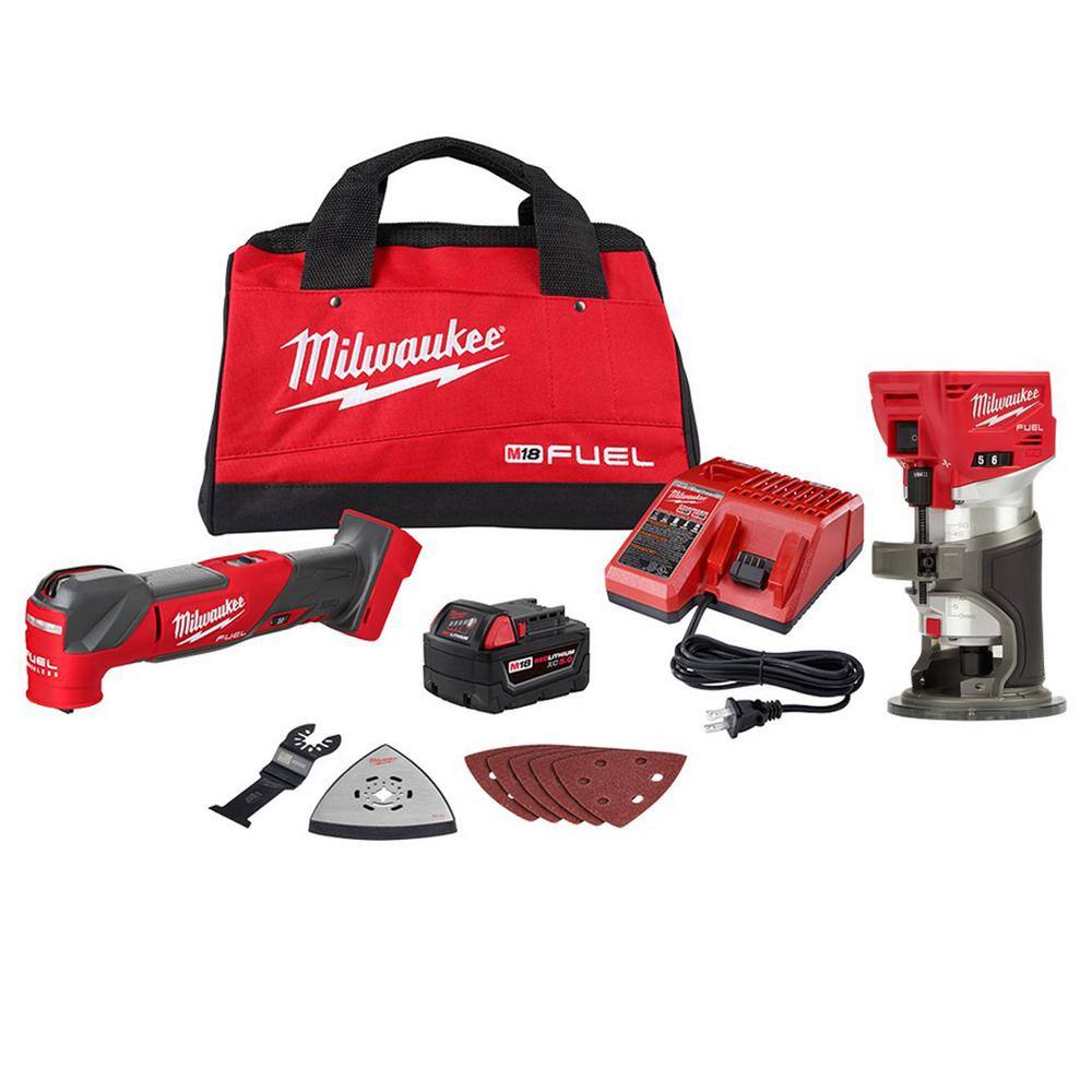 MW M18 FUEL 18V Lithium-Ion Cordless Brushless Oscillating Multi-Tool Kit with FUEL Compact Router 2836-21-2723-20