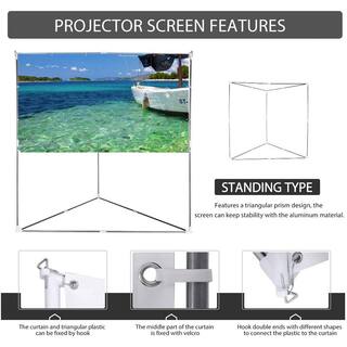 VIVOHOME 100 in. 2-In-1 Portable Projector Screen with Triangle Stand 16:9 Aspect Ratio Hanging Screen X0029YKHLX