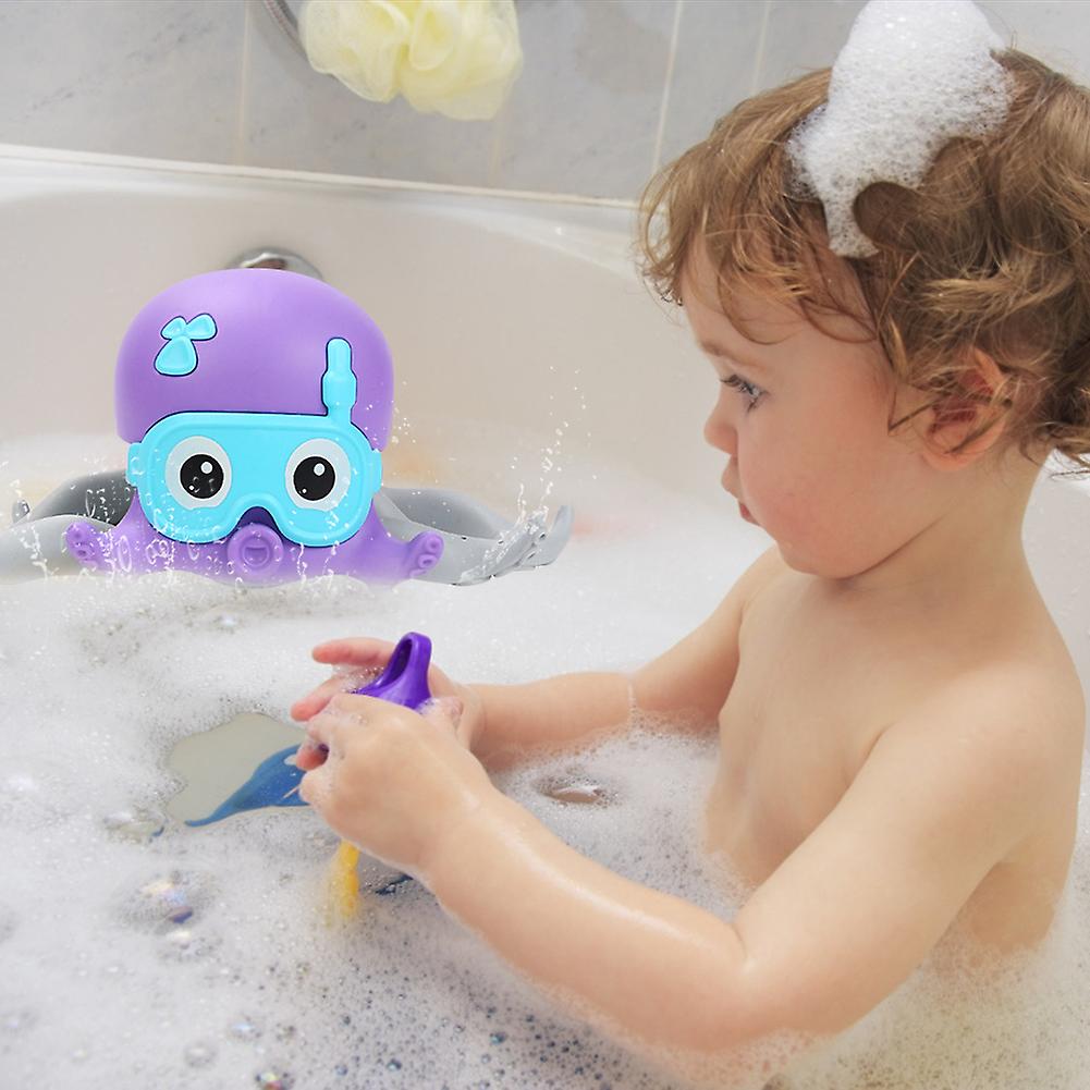 Cartoon Pull Walking Octopus Bath Toy Funny Wind-up Octopus Swimming Toy Cute Beach Toy Crawling Educational Toy For Boy And Girl Gifts Purple