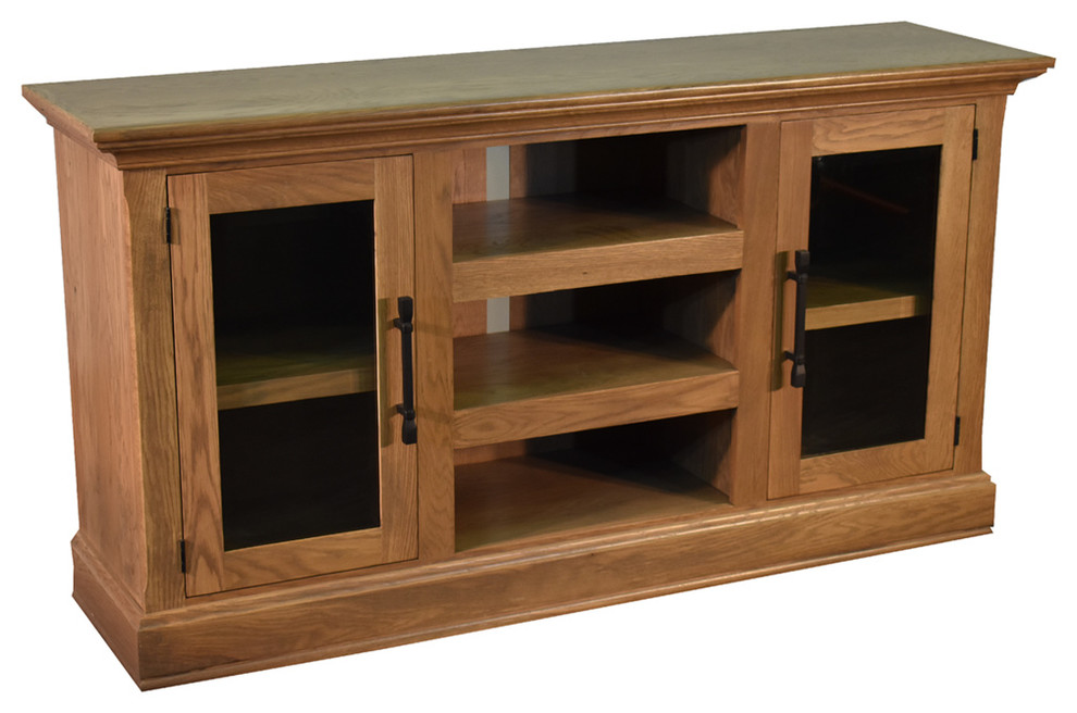 Kenton 65 quotTV Stand  Oak   Traditional   Entertainment Centers And Tv Stands   by Crafters and Weavers  Houzz