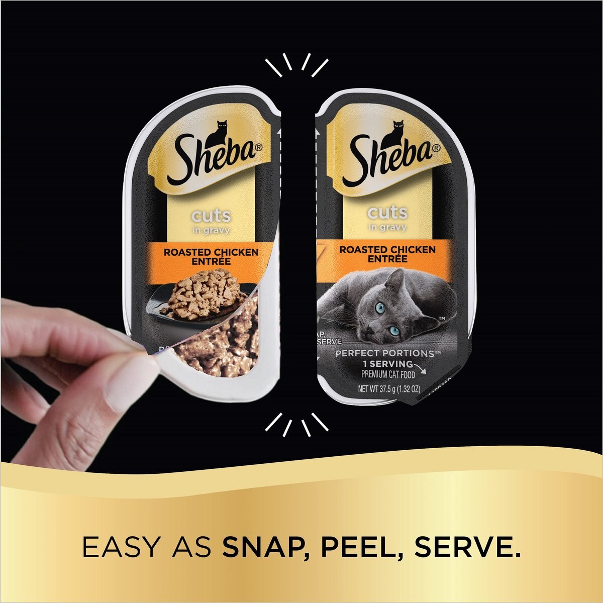 Sheba Perfect Portions Grain-Free Roasted Chicken Cuts in Gravy Entree Cat Food Trays