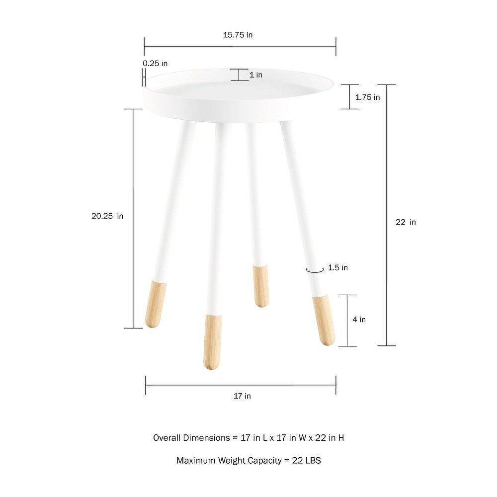 Lavish Home Round Wooden End Table Two Toned with Tray Top