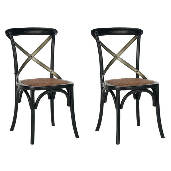 SAFAVIEH Eleanor X-Back Black Dining Chair (Set of 2)