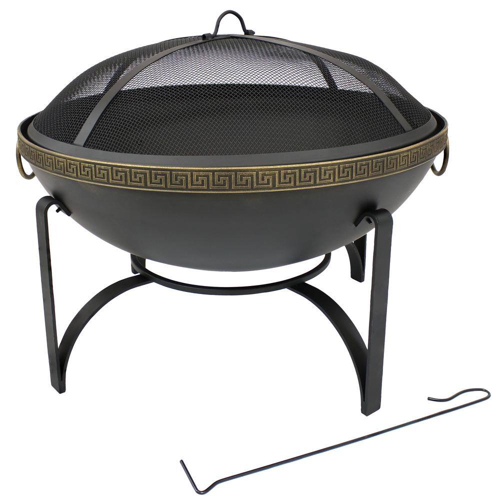 Sunnydaze Decor 26-In Contemporary Steel Fire Bowl with Handles and Spark Screen NB-130