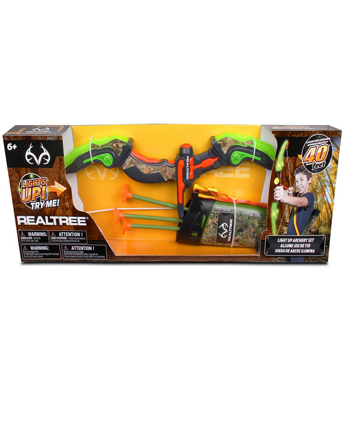 Realtree Nkok Light Up Archery Set 24.5 Green With Quiver  25020  Arrows Can Shoot Up To 40  3 Arrows Target  Lights Up Flashing Patterns  Officially Licensed