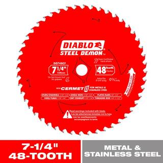 DIABLO Steel Demon 7-14 in. x 48-Tooth Cermet II Metals and Stainless Steel Circular Saw Blade D0748CFR