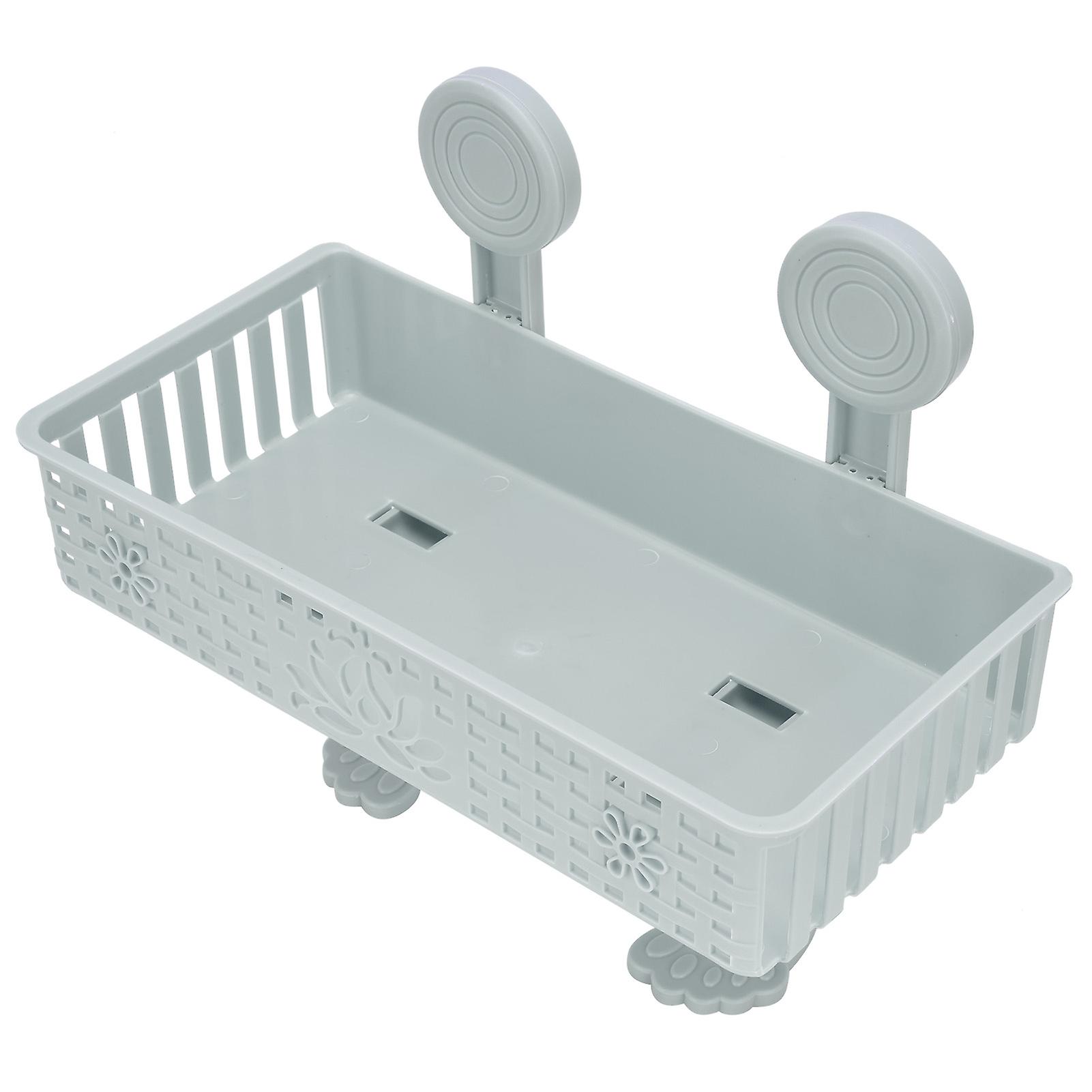 Wall?Mounted Drain Rack Hollowed?Out Basket Non?Drilling Storage Rack Bathroom Organizer for Kitchen Bathroom RestroomBlue