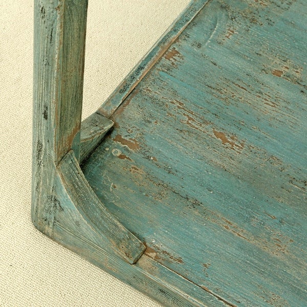 Artissance Versatile Peking Ming Side Table With Weathered Soft Aqua Wash， 24 Inch Tall