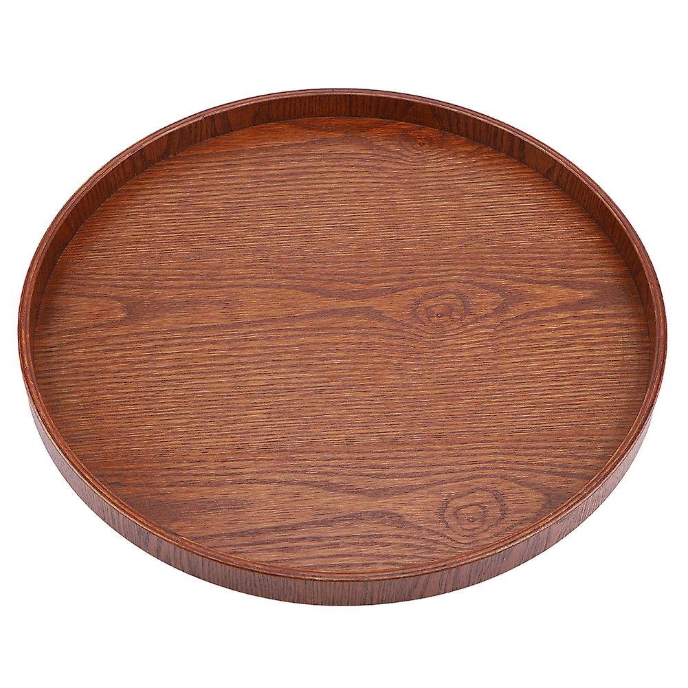 Round Shape Solid Wood Tea Coffee Snack Food Meals Serving Tray Plate Restaurant Trays Wooden