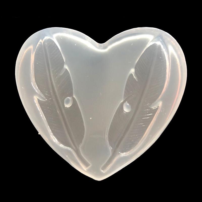 Heart-shaped Feather Shape Crystal Drop Gum Mold - 2pcs