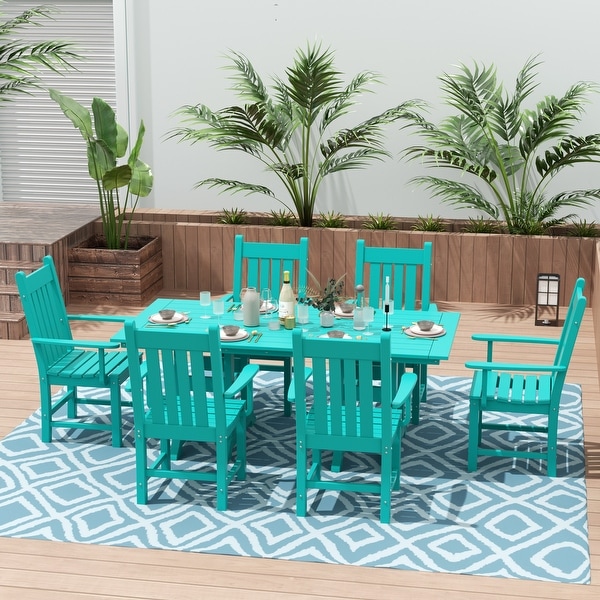 Polytrends Laguna Hdpe All Weather Outdoor Patio Dining Set with Rectangle Table，Arm Chairs (7Piece Set)